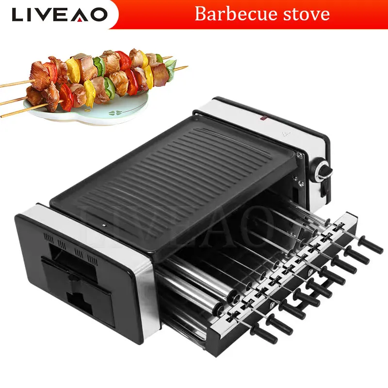 Grande Potenza Doppio Strato Senza Fumo Piastre Elettriche Raclette Grill Bbq Grill Machine