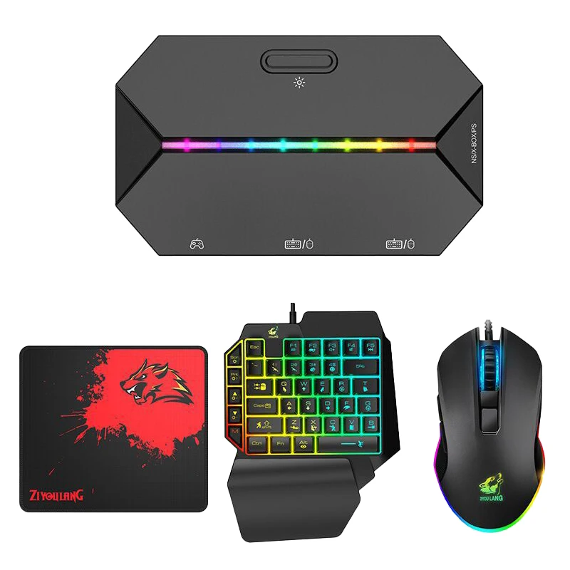 Convertitore Ziyou Lang G6L + Tastiera Con Una Sola Mano + Mouse + Set Di Tappetini Per Mouse Per Switch Convertitore Gamepad Console Ps4 5