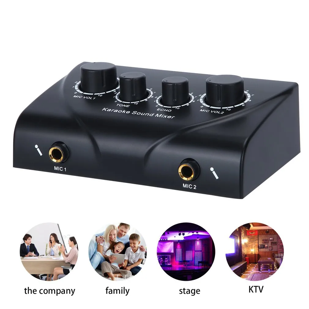 Mixer Audio Portatile Mixer Audio Echo Altoparlante Audio Mini Amplificatore Microfono Doppio Microfono Ingressi Per Azienda Pc Tv Party Studio
