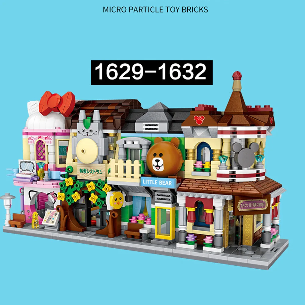 Creativo Mini Block City Street View Makeup Shop Panetteria Ristorante Giapponese Department Store Costruisci Figure Di Mattoni Giocattoli Per Regalo