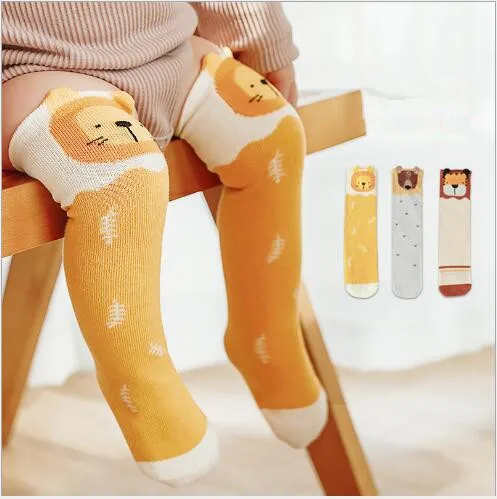 0-8Y 3Pairs 2021 Spring New Baby Socks Cute Cartoon Newborn Heelless Straight Baby Pile Socks