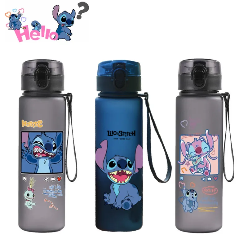 Lilo & Stitch 560Ml Water Cup Miniso Bambini Portatile In Plastica Cartoon Kawai Stitch Outdoor Bottiglia D'Acqua Sportiva Di Grande Capacità