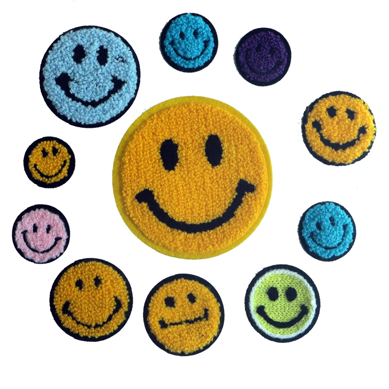 2 Pezzi Asciugamano Adorabile Vari Colori Faccia Sorridente Adesivo Di Stoffa Fai Da Te Accessori Per Vestiti Ricamati Adesivo Toppa Da Stiro Vestiti 