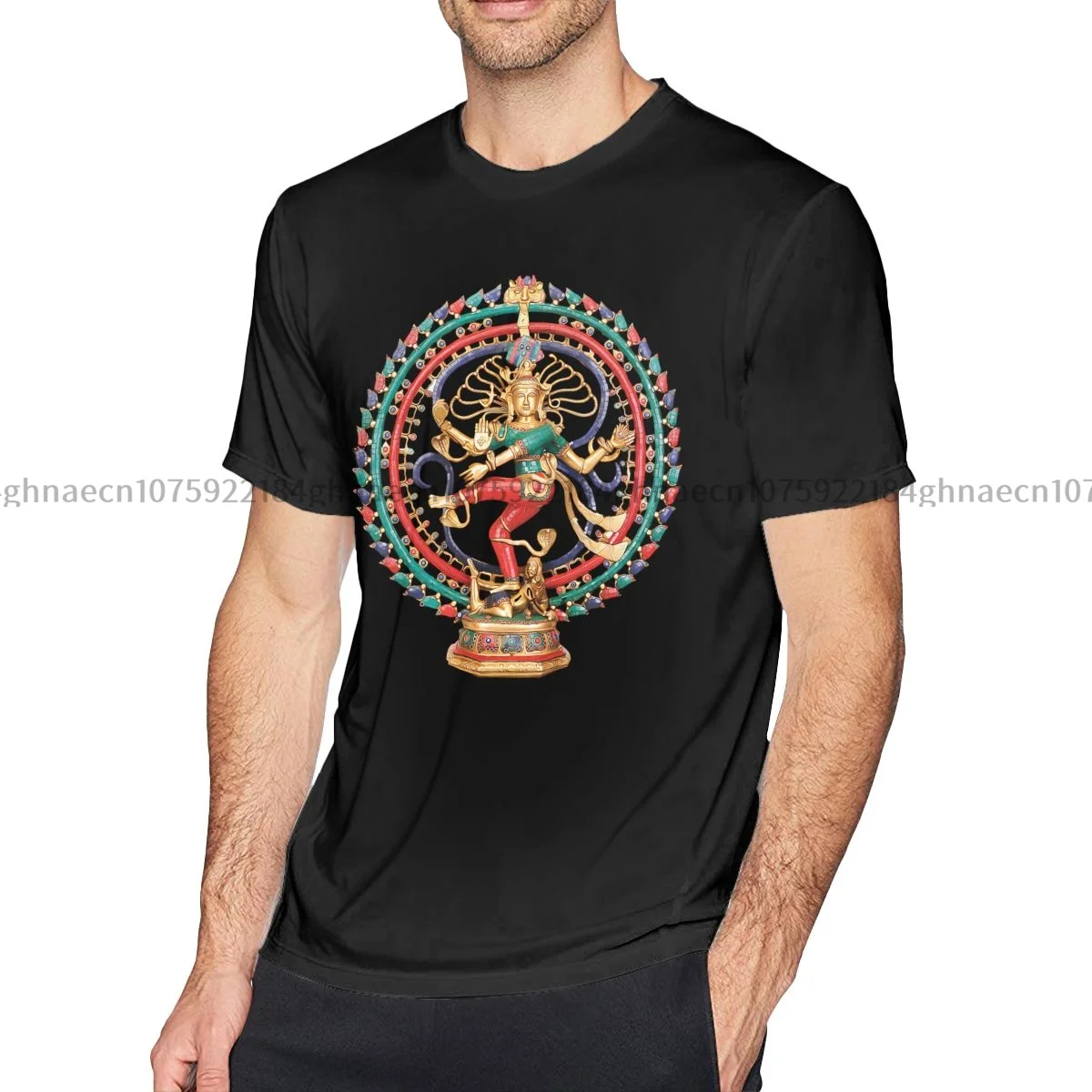 Shiva Statue Hindu Diety Indian Culture T-Shirt Da Uomo In Cotone Di Alta Qualità Hip Hop O-Collo Maglietta Unisex Top Tee