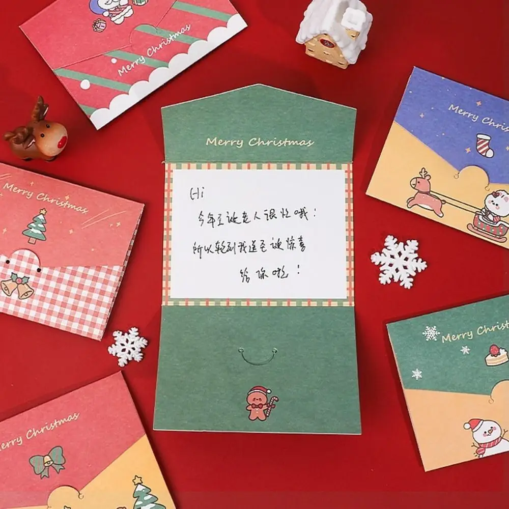 Cartoon 5Pcs Regali Di Capodanno Compleanno Festival Auguri Lettere Biglietti Di Benedizione Cartolina Di Natale Biglietti Di Auguri Biglietti Di Ring