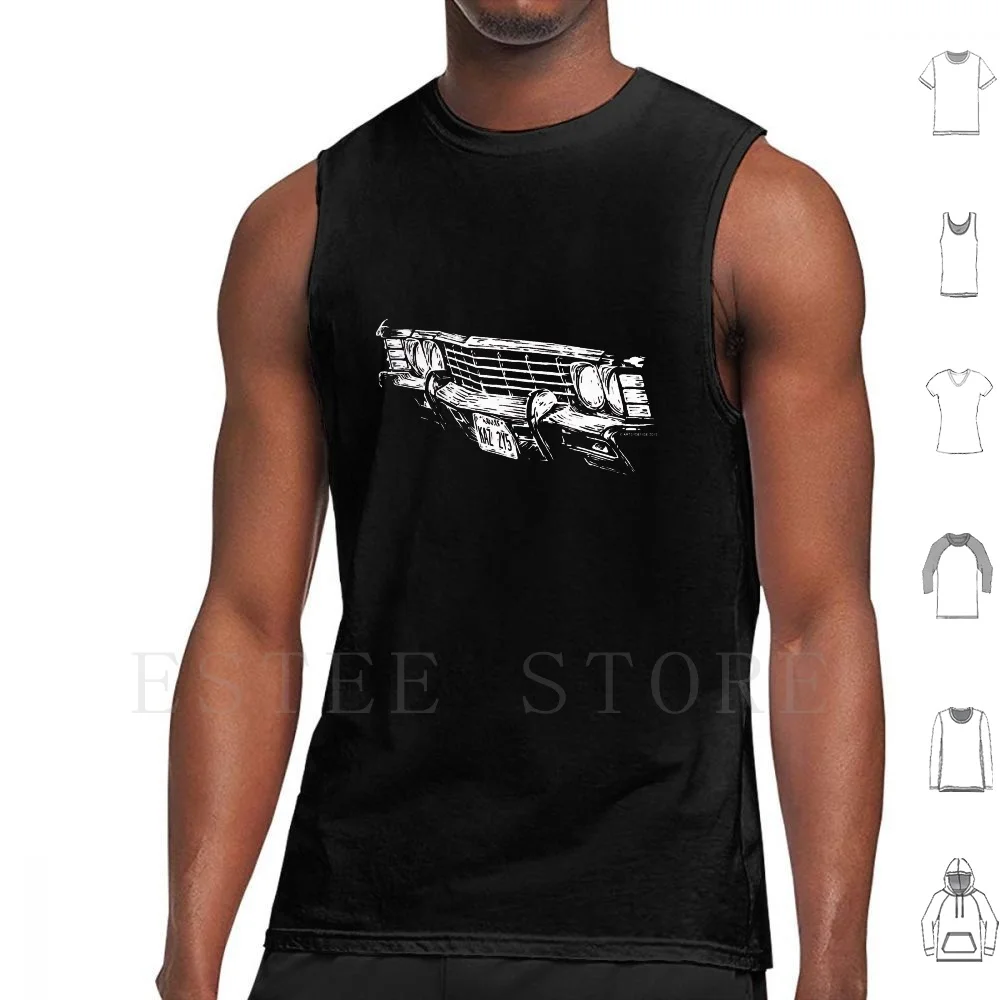 Impala Griglia Canotte Gilet Cotone Impala 67 Impala Supernatural Supernatural Ispirato Auto Classic Car Woodcut Style