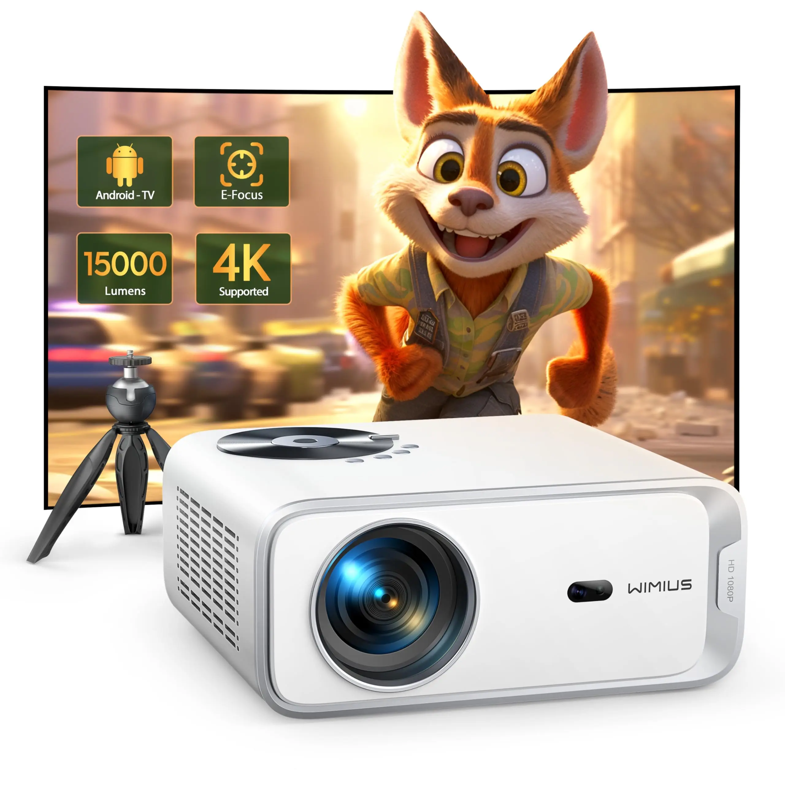 Proiettore Wimius P63 Nativo 1080P 500Ansi Android 9.0 Proiettori Wifi 6 E 4P Proiettore Portatile Keystone Per Home Theater