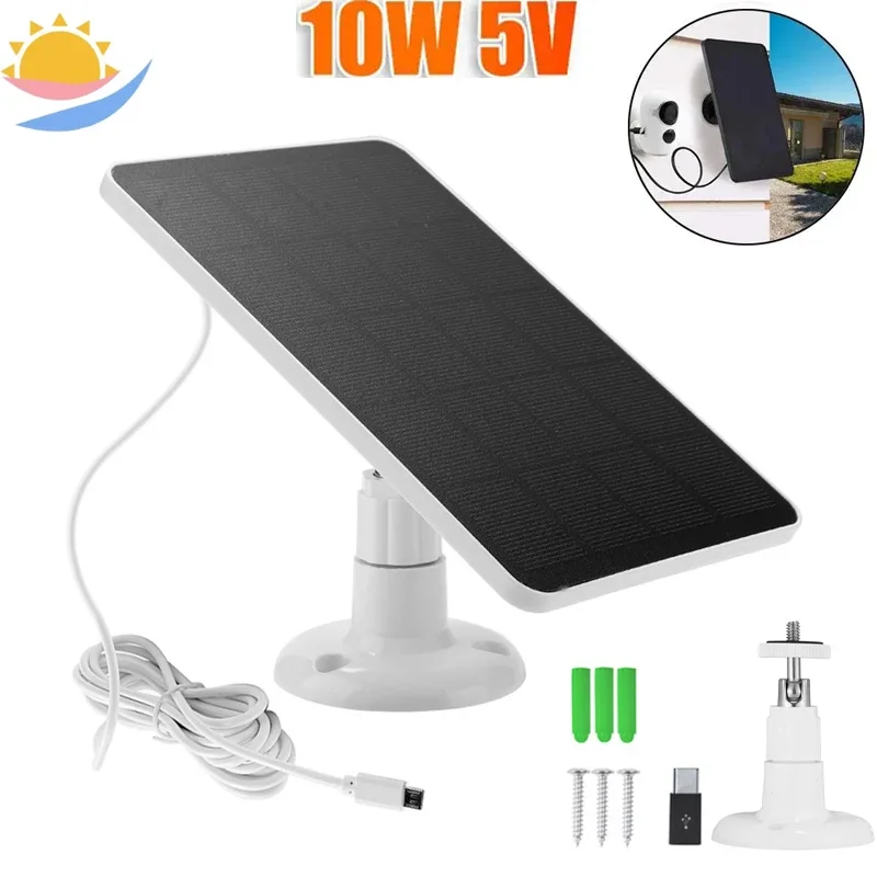 Pannello Solare 10W 5V + Alimentatore Di Tipo C Per Iegeek Outdoor Wireless Security Camera Kit Pannello Solare Caricatore Solare Impermeabile