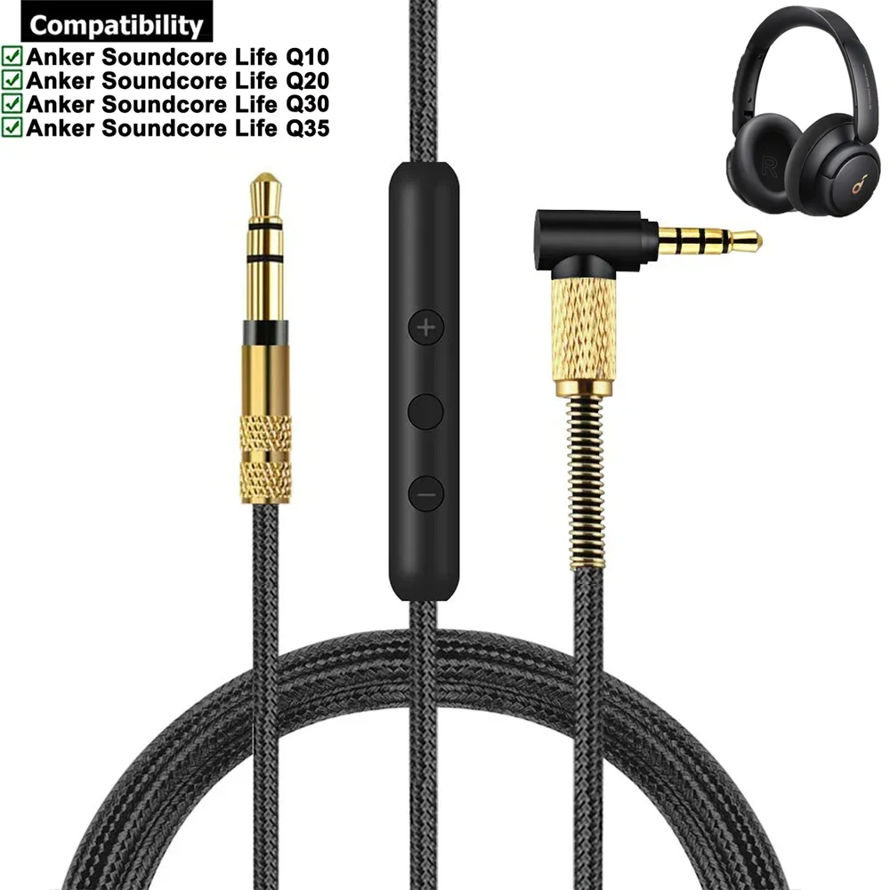 Cavo Di Prolunga Per Cavo Intrecciato In Nylon Di Ricambio Ofc Cavo Aux Da 3.5Mm Per Cuffie Anker Soundcore Life Q35 Q30 Q20 Q10