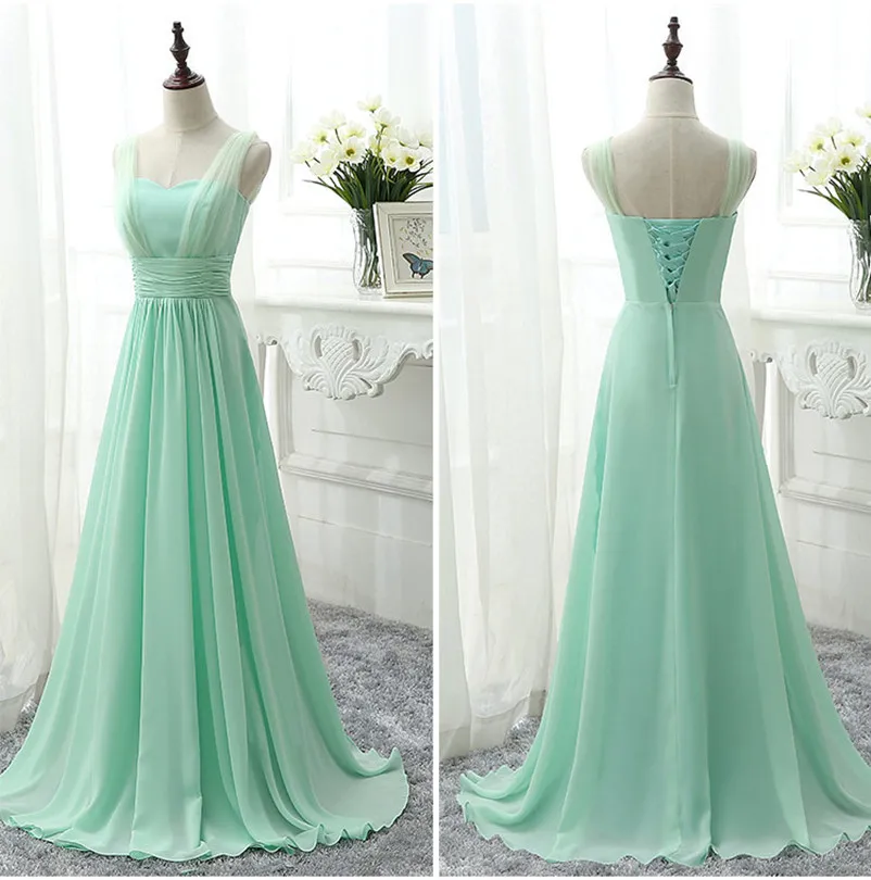 Custom Made Size Colore Lungo Verde Menta Abito Da Damigella D'Onore Royal Blue Pink Chiffon Vestido Abiti Da Damigella D'Onore Economici Sweet Memory
