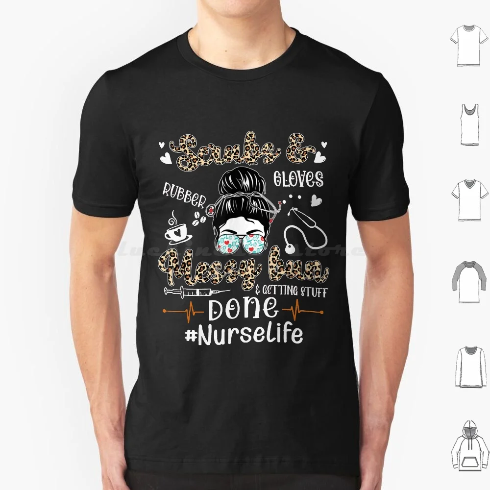 Divertente Caffè Scrub Guanti Di Gomma Disordinato Bun Infermiera Cna Life T Shirt Cotone Uomo Donna Stampa Fai Da Te Caffè Olandese Bros Fucile Nero