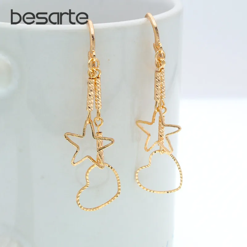 Coreano Pentacolo Del Cuore Ciondola Gli Orecchini Donne Ster Oorbel Boucle D' Oreille Coeur Kolczyki Orecchini Cuore Herz Orecchini Kupe E3306