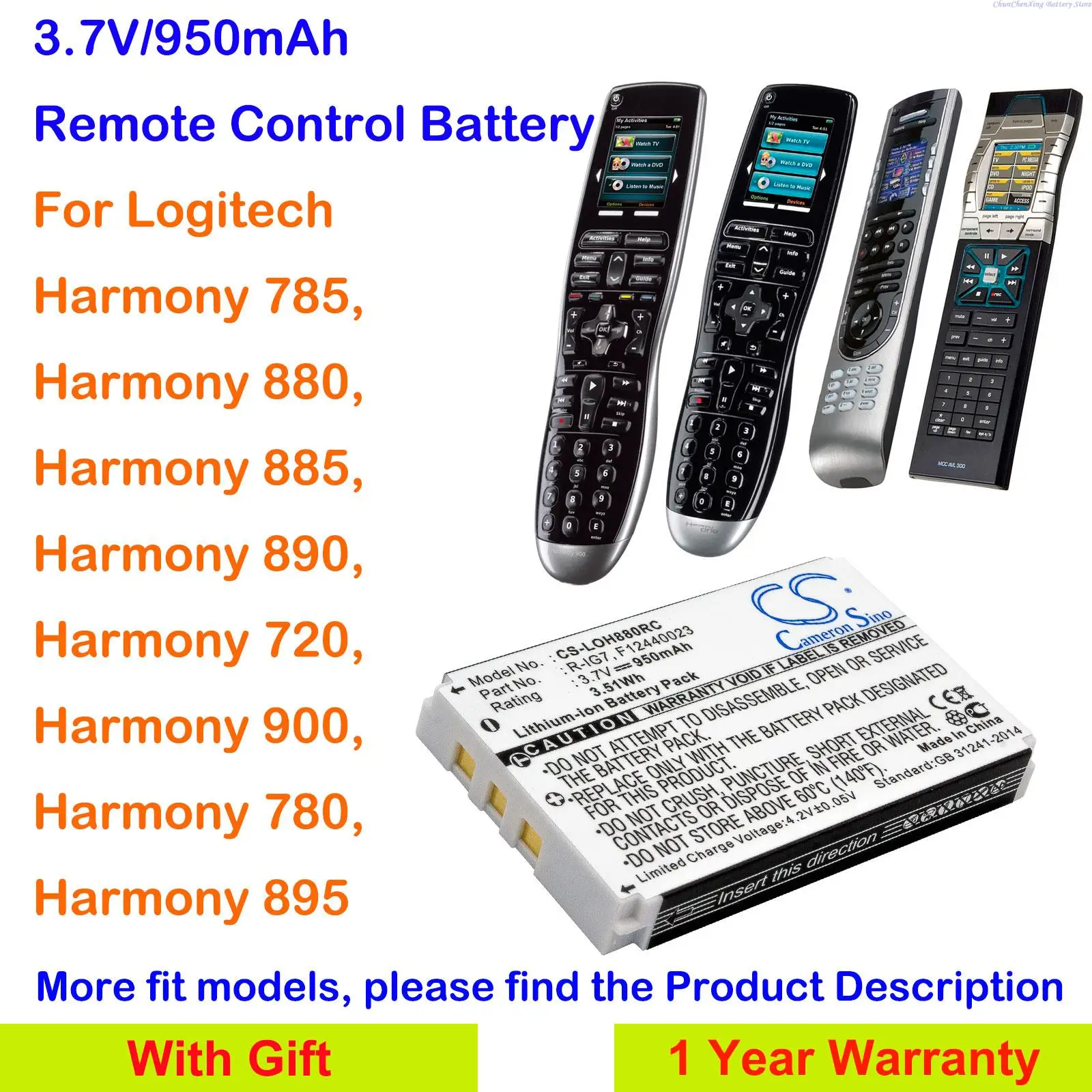 Cameron Sino 950Mah Batteria R-Ig7 Per Logitech Harmony 785, Armonia 785, Armonia 885, Armonia 890, Armonia 720, Armonia 900, 780, 895