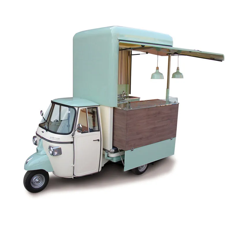 Vendita Calda Street Sale Beer Bar Ice Cream Truck Electric Piaggio Ape Car Triciclo Fast Food Cart Van