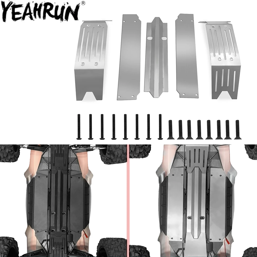 Yeahrun Chassis Armor Skid Plate Guard Protect Set Per 1/5 X-Maxx Xmaxx Rc Buggy Truck Upgrade Parts