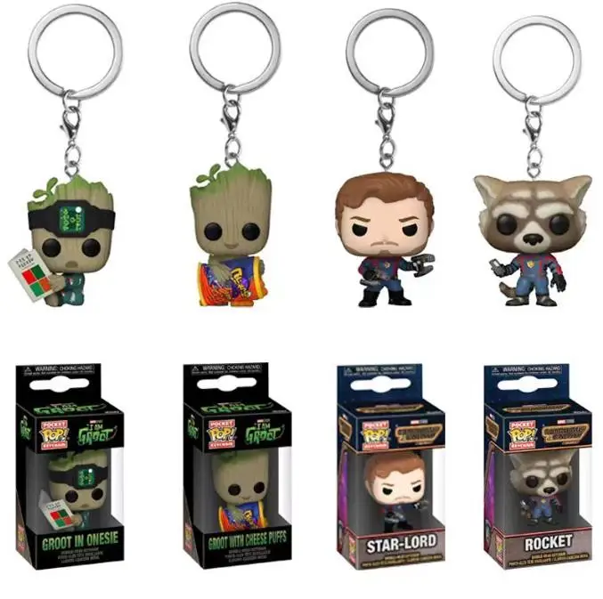 Funko Pop Guardians Of The Galaxy 3 Pocket Pop Portachiavi Rocket Star-Lord Groot In Tutina Groot Con Giocattoli Modello Sbuffi Al Formaggio