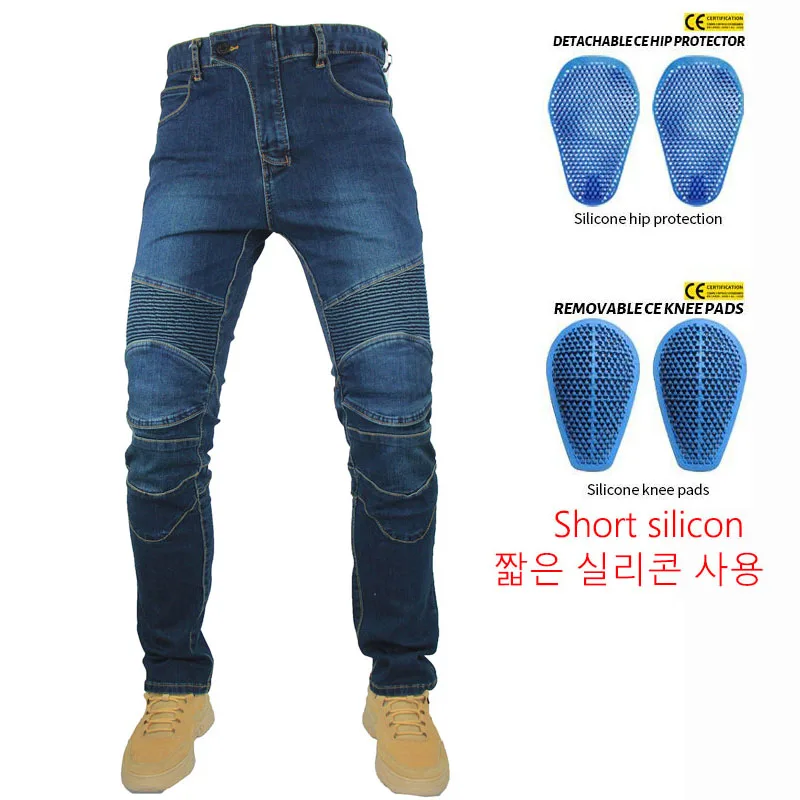 Accessori Moto Pantalon Moto Para Hombre Classic Denim Blue Riding Built-In Equipaggiamento Protettivo Moto Jeans Invernali