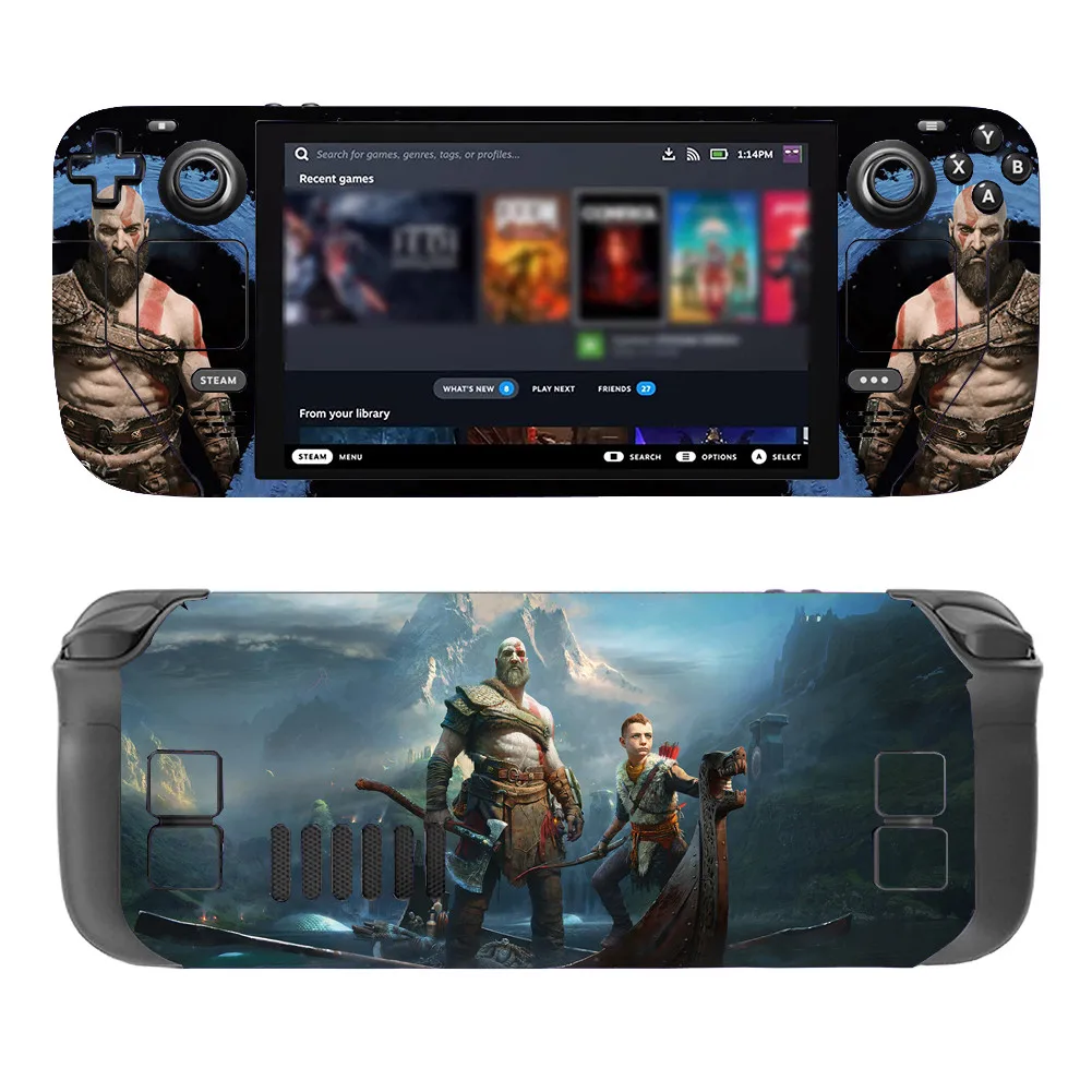 Vinile In Pelle Stile God Of War Per Console Steam Deck Set Completo Decalcomania Protettiva Copertura Avvolgente Per Console Valvole Adesivi Premium