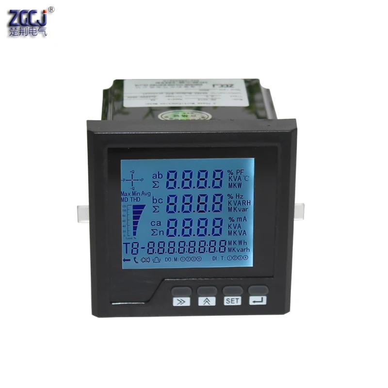 Analizzatore Di Misuratori A Pannello Multifunzione Trifase Con Custodia Nera A,V,W,Kwh,Cos, Hz, Var, Misuratore Di Potenza Con Rs485 Modbus-Rtu