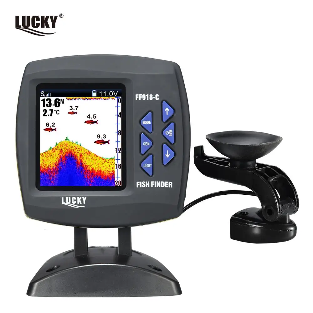 Lucky Ff918-C180S Fishing Finder Cablato 540Ft/180M Di Profondità Sounder Fish Detector Monitor Ecoscandaglio Per La Pesca Da Una Barca