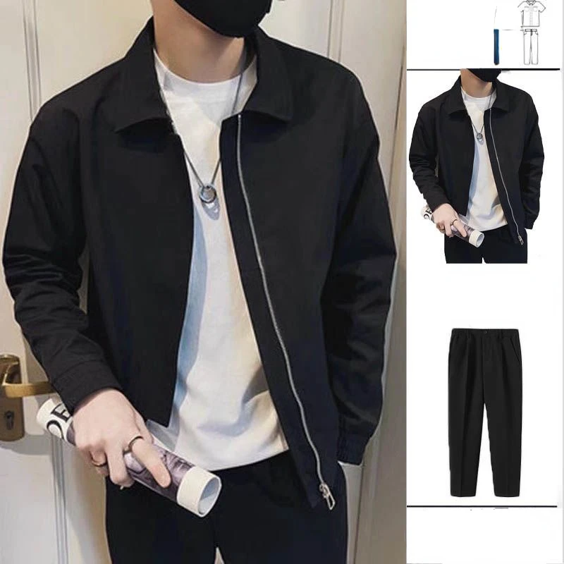 Giacche Da Festa Da Uomo Primaverili E Autunnali + Pantaloni Abiti Tinta Unita Cappotti Di Marca Di Moda Abbigliamento Da Uomo In Stile Classico Set D