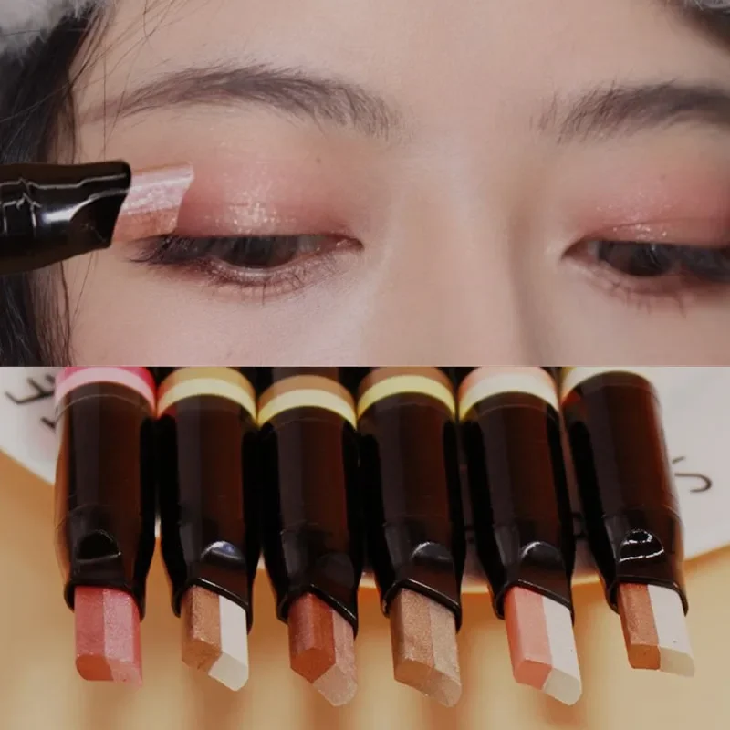 Double Color Eyeshadow Stick Gradient Shimmer Color Eye Shadow Cream Pen Eye Makeup Cosmetic Eyeshadow Stick Trucco Coreano