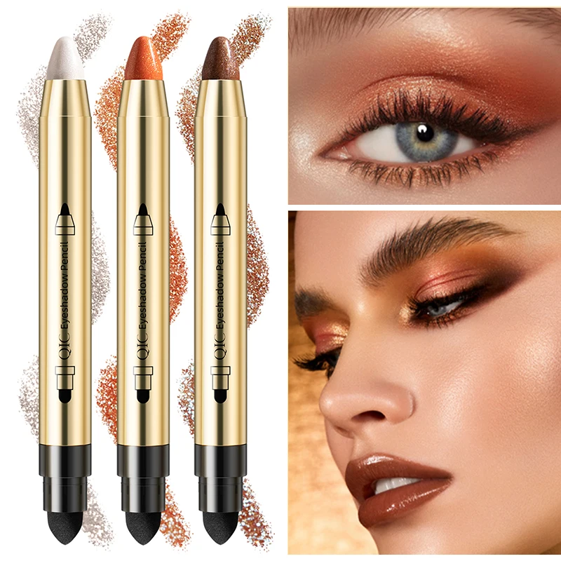 Double End Glitter Eye Shadow Stick Pencil Eyeshadow Makeup Highlighter Waterproof Shimmer Base Primer Sopracciglio