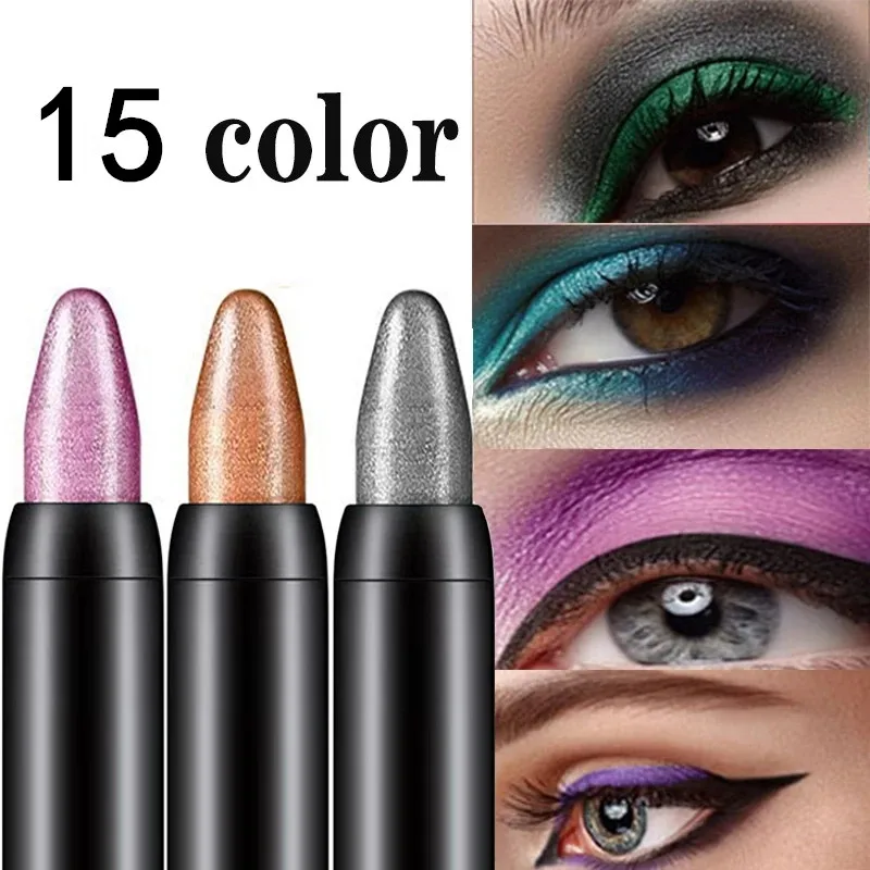 15 Colori Pearlescent Eyeshadow Eyeliner Pencil Waterproof Glitter Matte Nude Eye Shadow Makeup Pigment Eyeshadow Pen