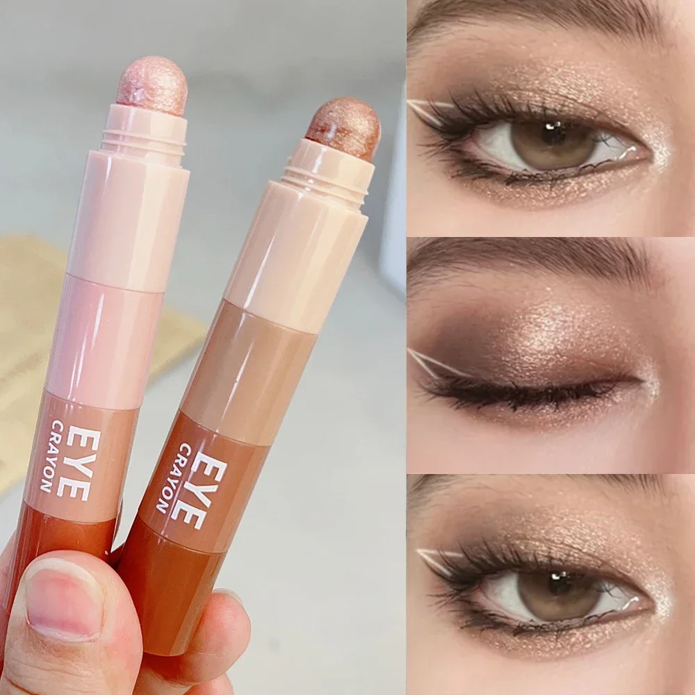 4 In 1 Evidenziatore Perlescente Ombretto Stick Trucco Impermeabile Glitter Duraturo Ombretto Eyeliner Stick Occhi Trucco Cosmetici