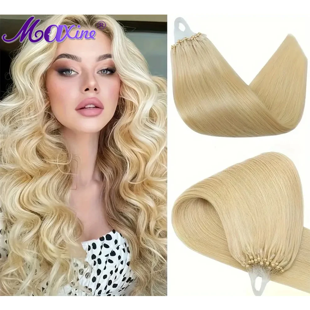 Maxine Remy Hair Micro Loop Hair Extensions Capelli Umani Lisci Micro Link Micro Bead Hair Extensions For Women