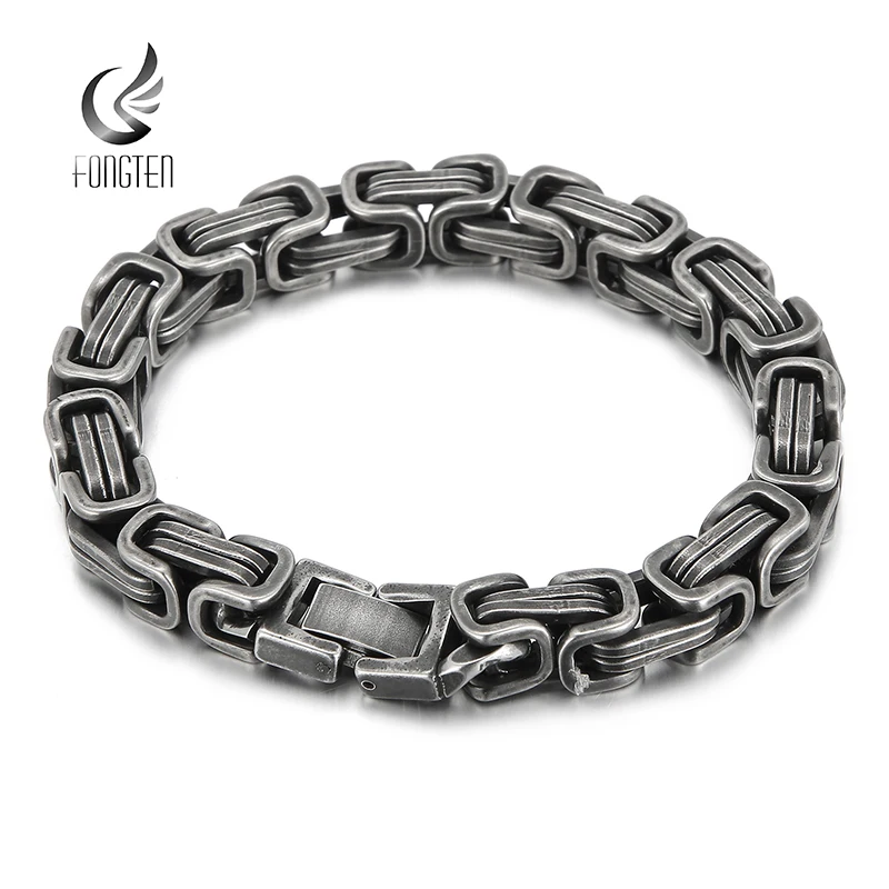 Fongten 6/8Mm Bracciali Quadrati Da Uomo Scatola In Acciaio Inossidabile Bracciali A Catena Braccialetto Per Uomo Rotre Colore Nero Fascino Gioielli V