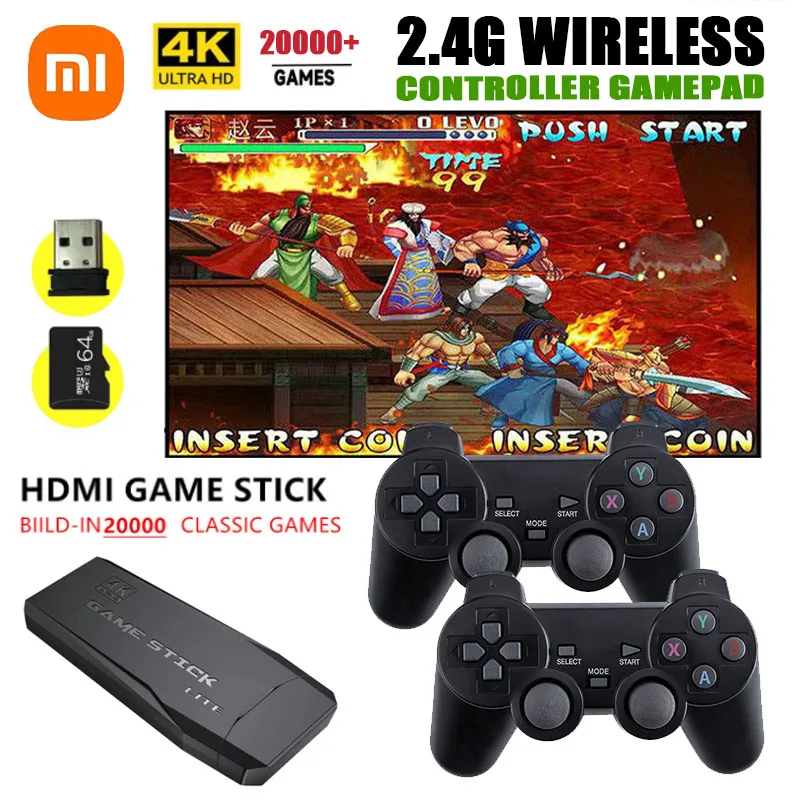 Xiaomi Mi8 Console Per Videogiochi 2.4G Doppio Controller Wireless Game Stick 4K 20000 Giochi 64Gb 32Gb Giochi Retrò Per Tv Boy Gift