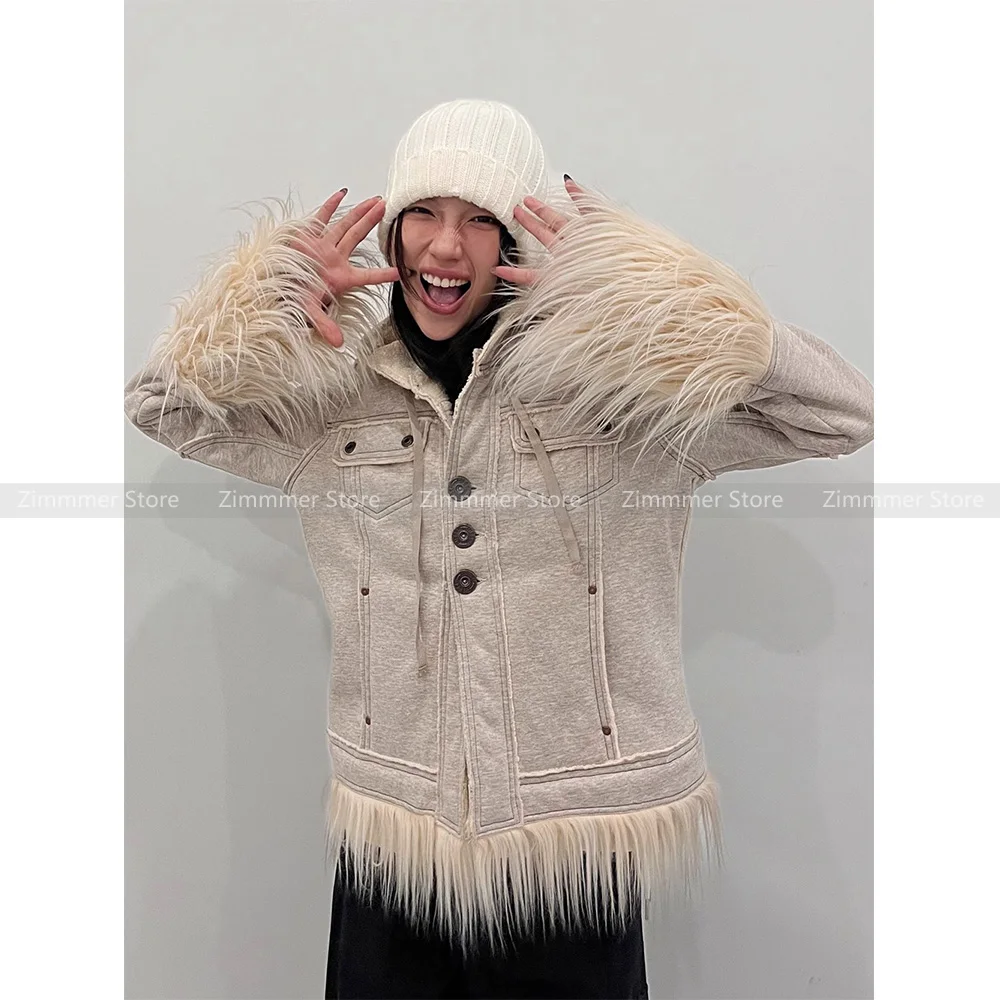 Alta Qualità! American Street Retro Spice Girls Do Old Heavy Work Addensato Warm Sandwich Cotton Short Jacket Women