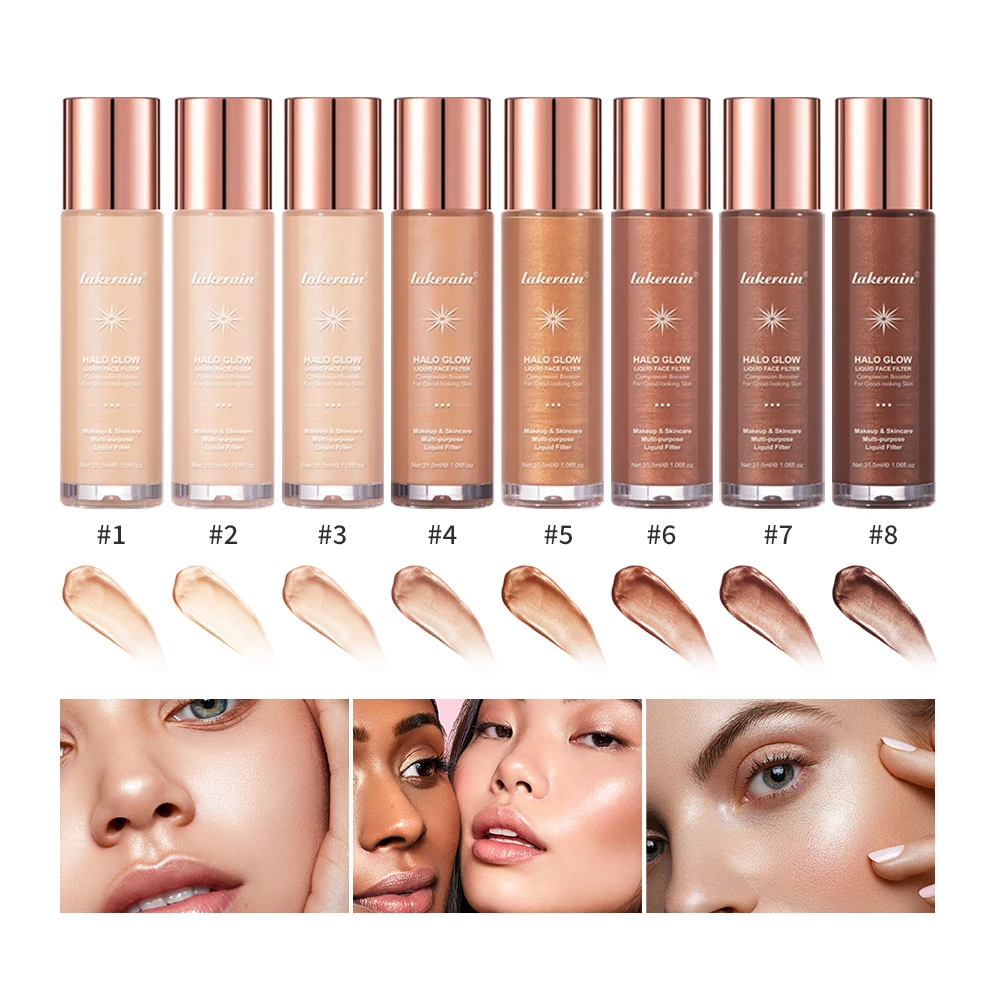 Evidenziatore Liquido Contorno Viso Perlescente Trucco Schiarente Bronzer Glow Body Face Contour Shimmer Halo Glow Liquid Filter