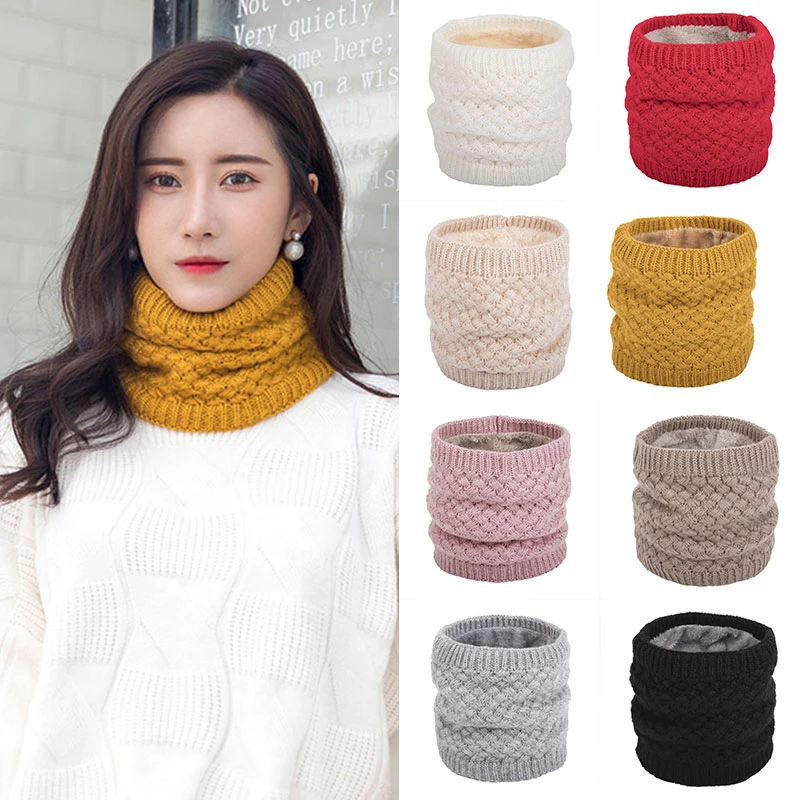 Inverno Cashmere Peluche Caldo Anello Sciarpa Donna Uomo Lavorato A Maglia Full Face Cerchio Scaldacollo Sciarpe Più Velluto Sciarpa Marmitta Spessa