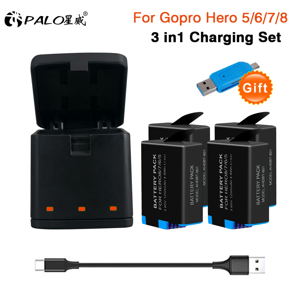 Originale Ahdbt-801 Per Gopro Hero 8 7 Hero 6 Hero 5 Batteria Per Fotocamera Per Gopro Hero 8 7 6 Hero5 Gopro Hero 8 Decodifica Completa Ahdbt801