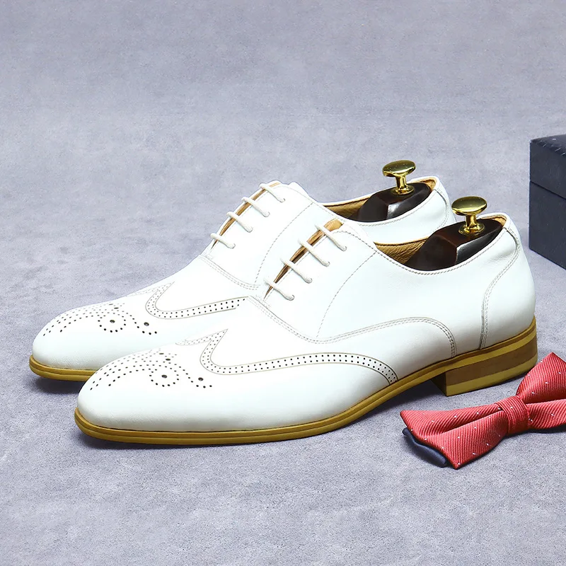 Nuovo Sapato Oxford Masculino Couro Legitimo Chaussures Homme De Luxe Soirée Scarpe Eleganti Da Uomo Bianche