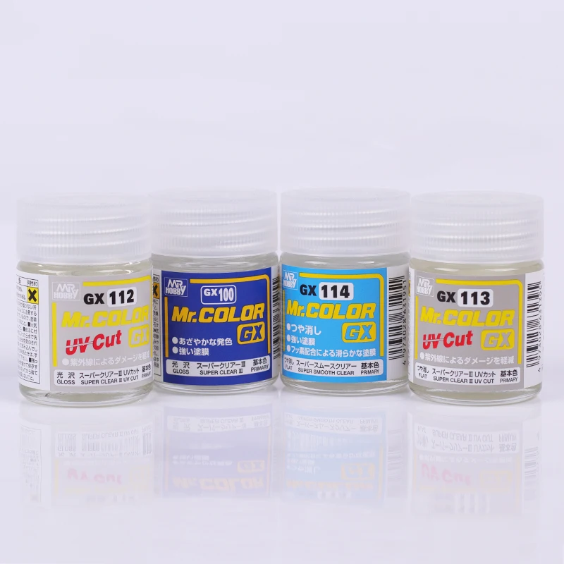 Mr Hobby 18Ml Gx Super Smooth Clear Uv Cut Flat O Gloss Vernice Protettiva Oleosa Per Strumento Di Costruzione Di Colorazione Modello Militare Fai Da 