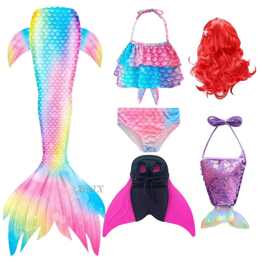 2023 Ragazze Sirena Code Costume Da Bagno Con Parrucca Nuoto Monofin Costumi Cosplay Ragazze Sirenetta Borsa Costume Da Bagno Costume Da Bagno