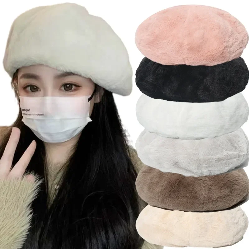Berretto In Peluche Berretto Invernale Femminile Per Donna Berretto Piatto Lavorato A Maglia Cappelli In Cashmere Lady Girl Berretti Skullcap Cappello