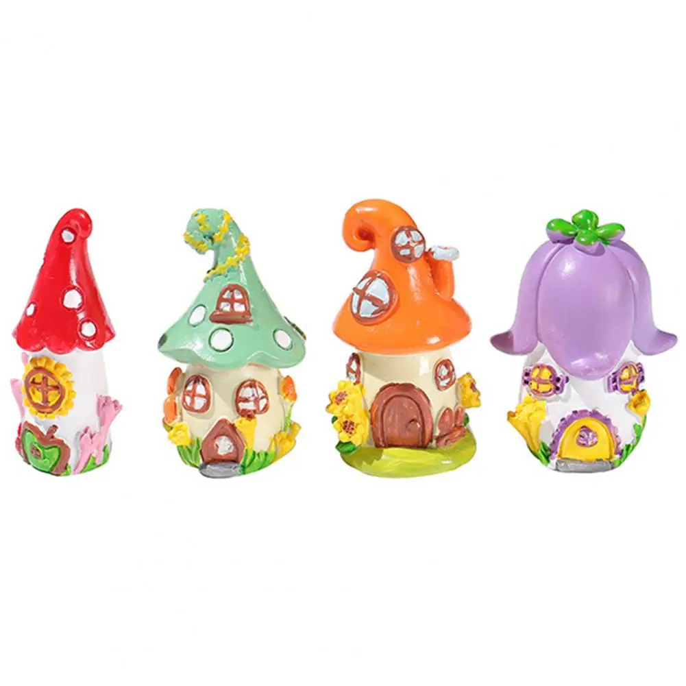 Lovely Solid 3D Fairy World Red Mushroom Cottage Ornament Miniature Landscape Miniature House Mini House Ornament