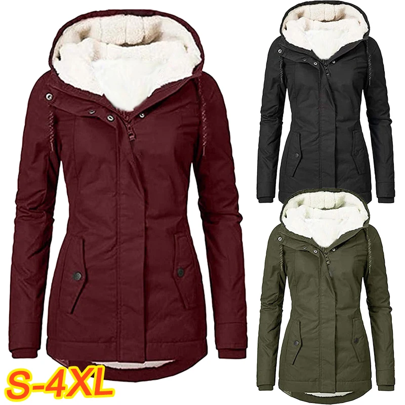 Fodera In Pelliccia Da Donna Alla Moda Cappotto Lungo Parker Cappotto Con Cerniera Da Donna Cappotto Con Cappuccio Invernale Caldo Cappotto Antivento 