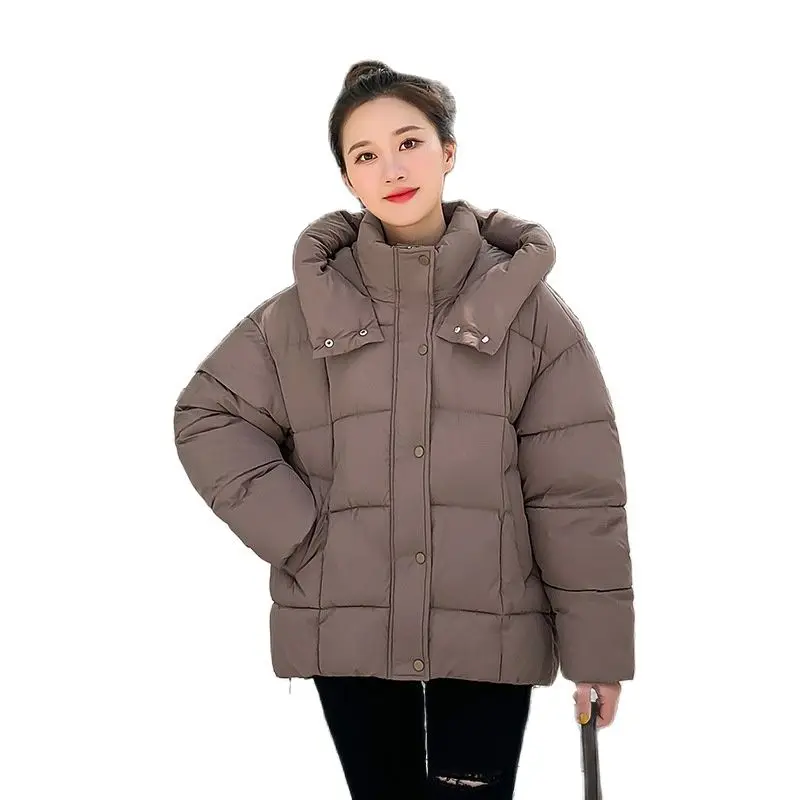 2023 Nuova Giacca Imbottita In Cotone Cappotti Corti Donna Oversize Allentato Parka Con Cappuccio Soprabito Addensare Studenti Vestiti Di Pane Cappott