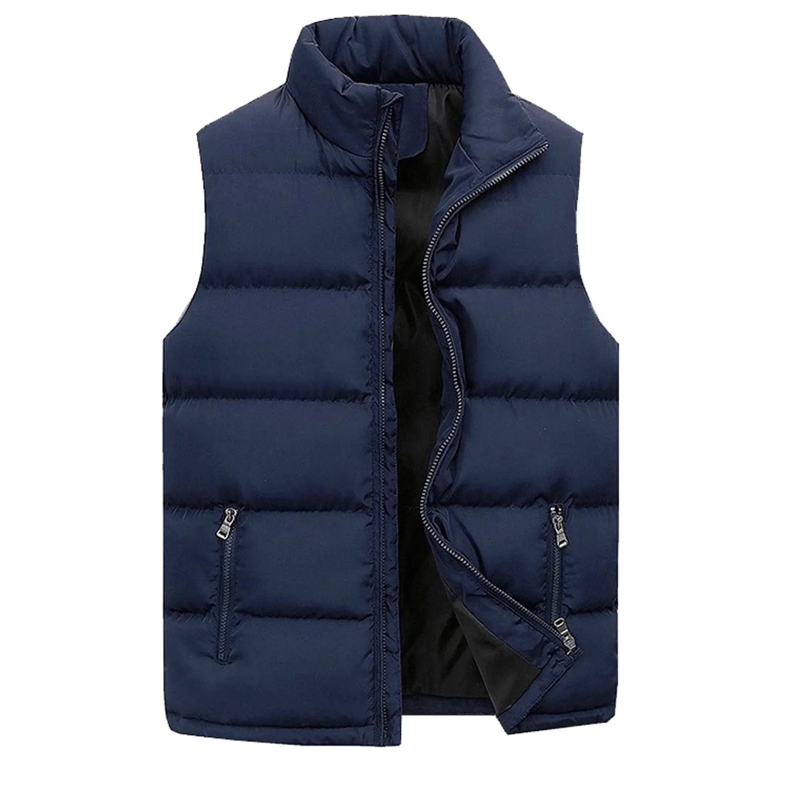 Gilet Senza Maniche Solido Giacche Uomo Donna Cerniera Imbottita Colletto Rialzato Gilet Cappotto Imbottito Imbottito Gilet Addensato Capispalla Caldo