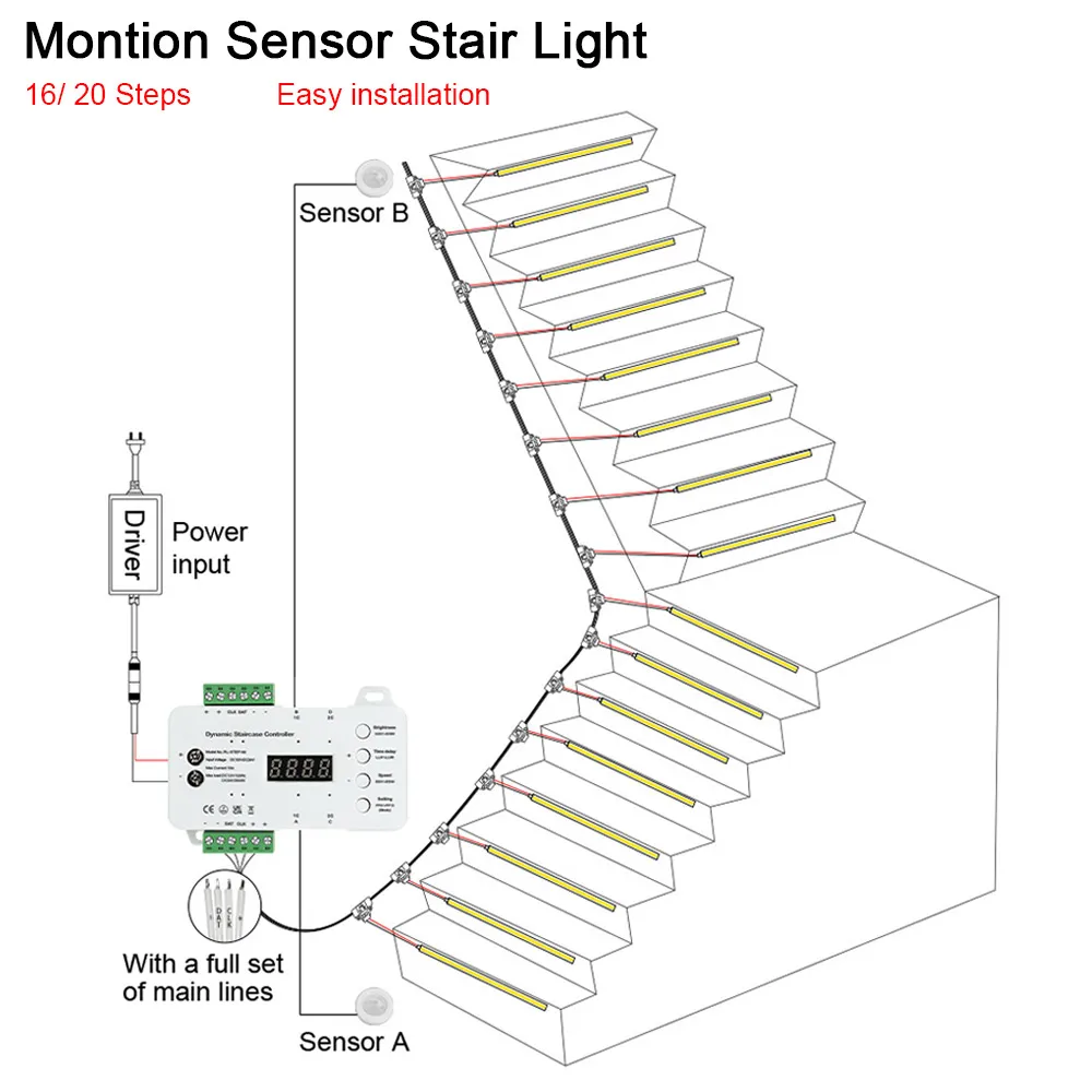 1-40 Gradini Led Scale Light Strip Sensore Di Movimento Scale Led Strip Light Con 2 Sensori Easy Insallation Scale Step Light Strip