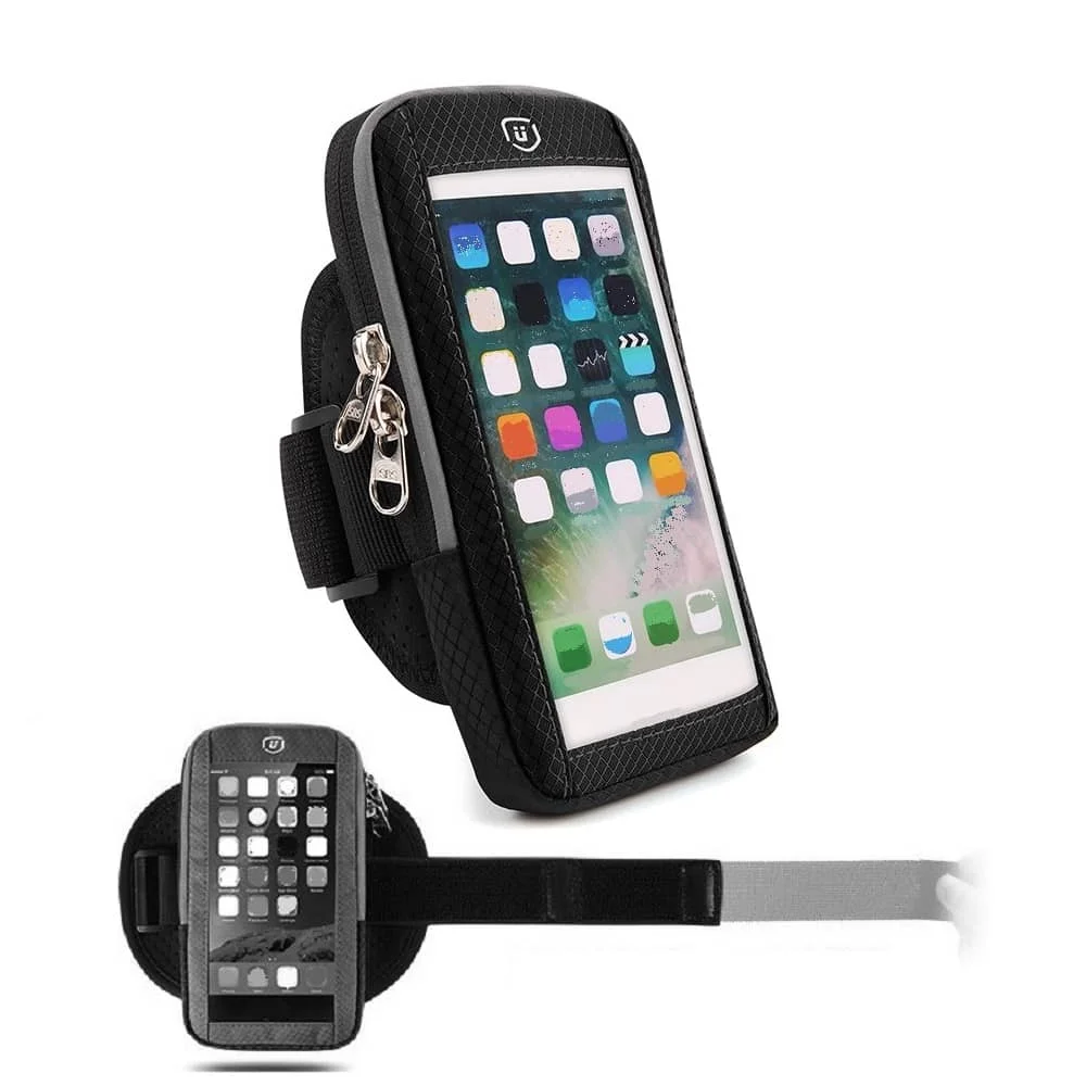 Per Nokia 800 Tough (2019) Window Reflective Touch Waterproof Sport Running Gim Cycling Armband Cover-Nero