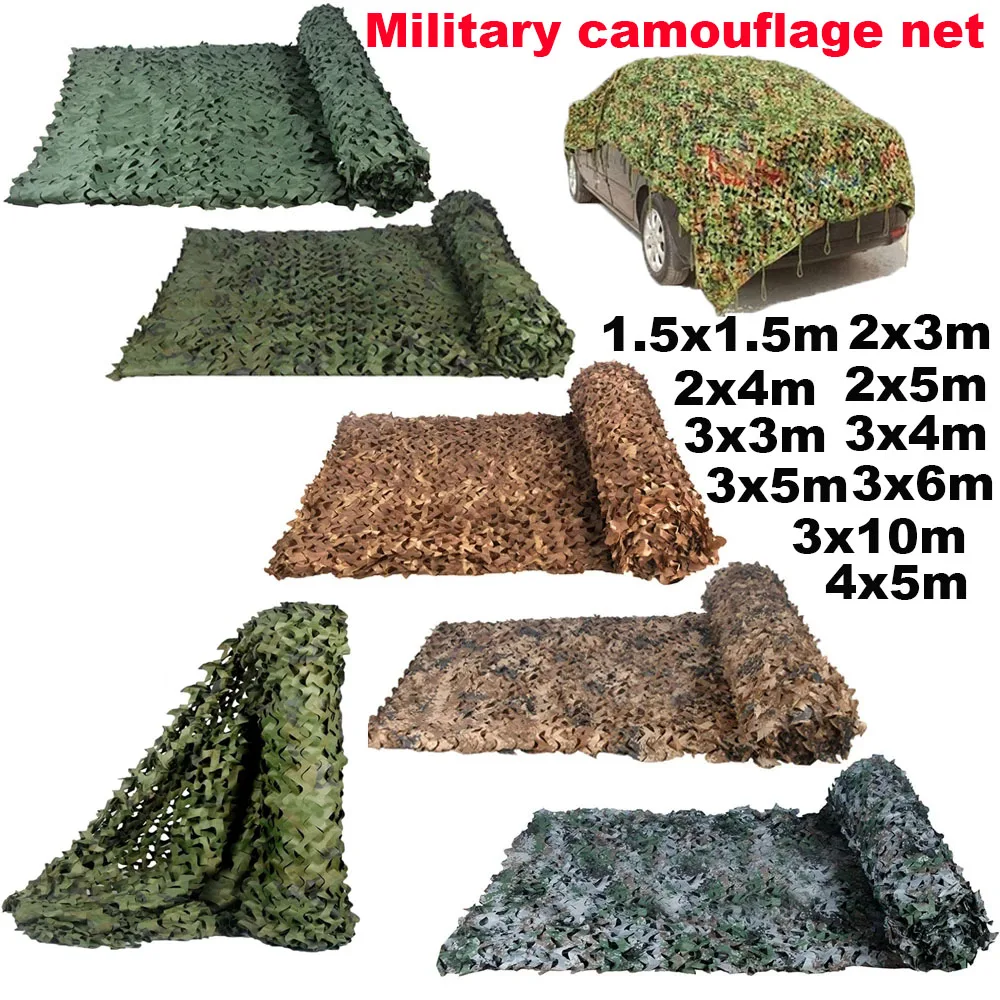 Militare Camouflage Net Pavilion Camouflage Net Shade Net Decorazione Del Giardino Net Green Jungle White Desert Color 2X 5M/3X 4M/4 X5M