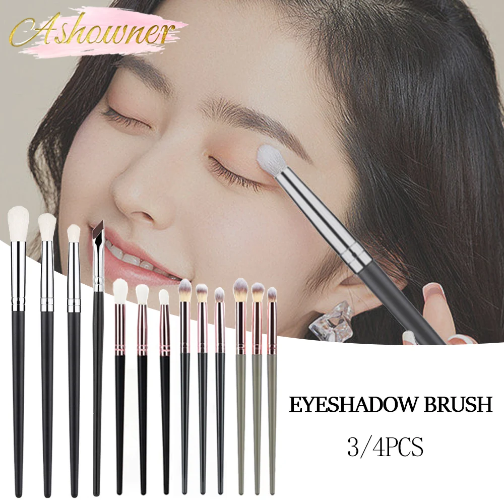 3/4 Pezzi Manico In Legno Pennello Per Ombretto In Fibra Capelli Di Capra Pennello Per Sfumare Piega Affusolata Ombretto Make Up Kit Cosmetico Strumen