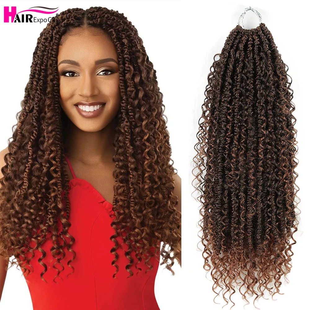 Afro Passion Water Wave Crochet Trecce 20 Pollici Sintetico Boho Wavy Bomb Pre-Twisted Up Crochet Hair Extensions Hair Expo City