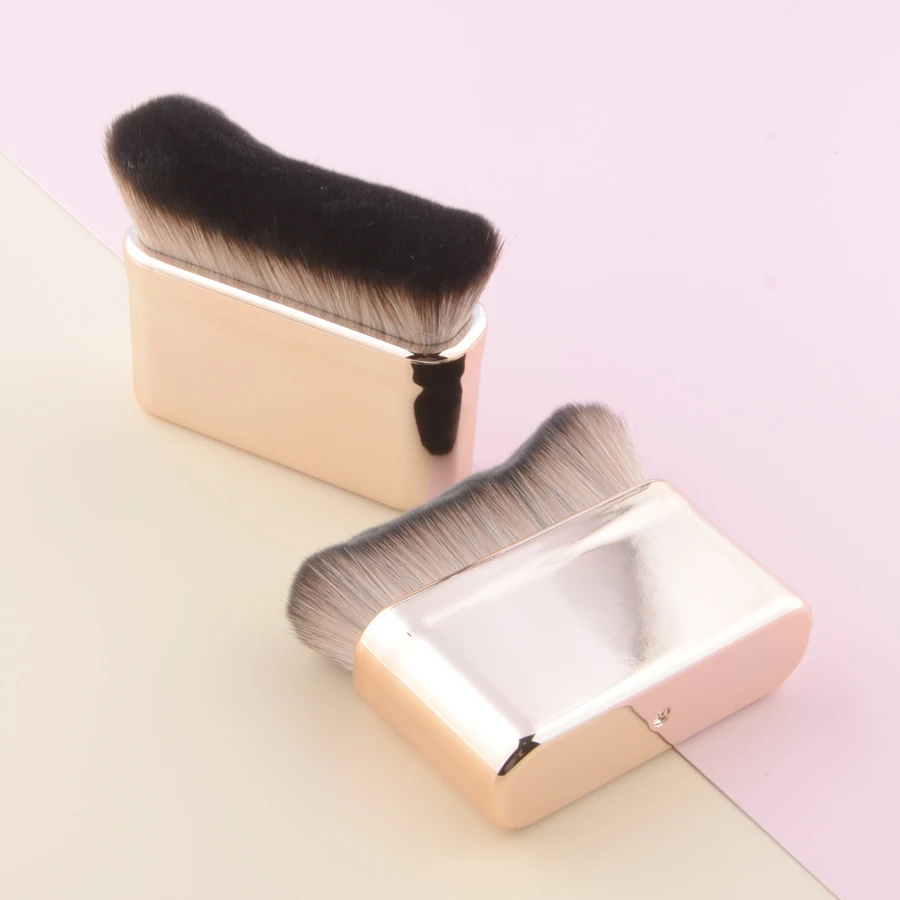 1Pc Pennelli Trucco Fondotinta Ad Angolo Grande Bronzer Liquido Pennelli Trucco Polvere Ondulata Viso Strumenti Cosmetici Essenziali Portatile